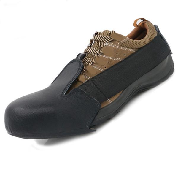 つま先キャップ安全オーバーシューズつま先キャップ安全靴カバーユニバーサル職場アンチスマッシュカバー、アンチスリップ PU レザーオーバーシューズカバー