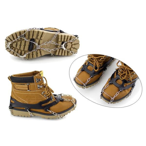  靴底用 スノースパイク チェーン 滑り止め 冬 雪道 氷 登山 転倒防止 10歯 アイスクリート