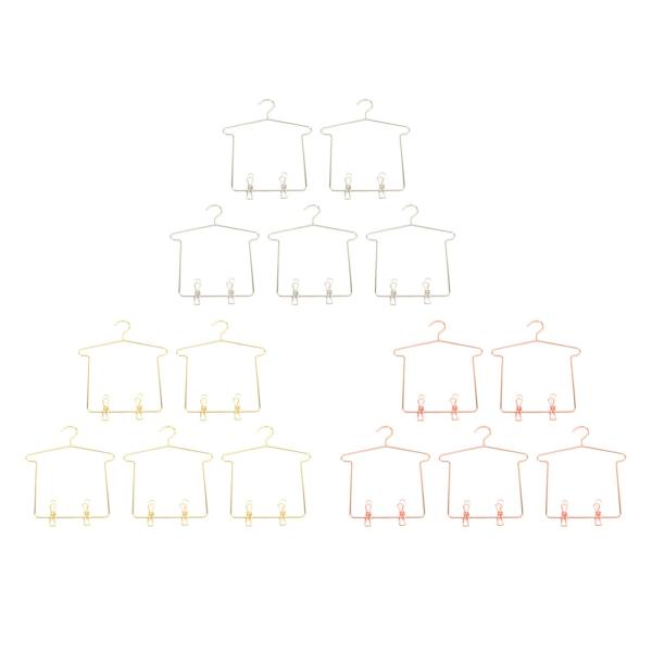 5x 1/3 BJD人形洋服ハンガー パンツクリップ付き ドールハウス衣類ラック