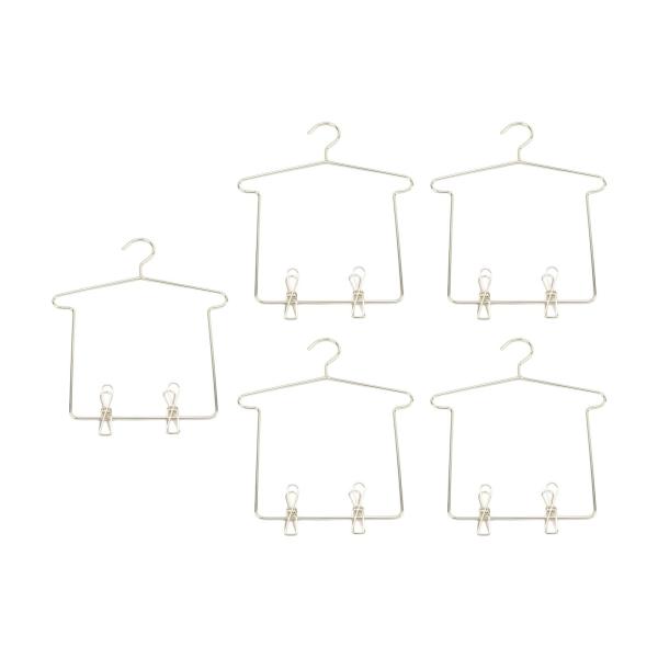 5x 1/3 BJD人形洋服ハンガー パンツクリップ付き ドールハウス衣類ラック