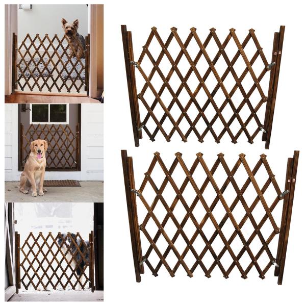 木製アコーディオンゲート犬プロテクター、スクリーンドア、格納式、自立型フェンス、戸口、屋内、庭、芝生、パティオ用のポータブル折りたたみ式メッシュ