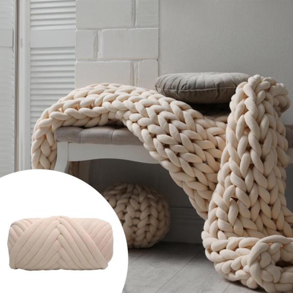 コットン ポリエステル チャンキー ヤーン ニット アーム ニット ヤーン ソフト ハンド ニット 250G ウォッシャブル かさばる ヤーン ブラン