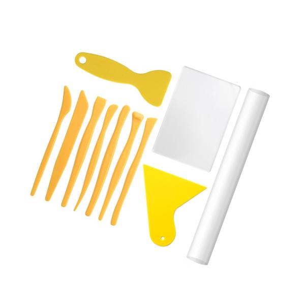 ポリマークレイカッターツール アクリルクレイローラーローリングピン 手作りバッキングボードスクレーパー DIYクラフトシェーピングアートクラフトプロジ