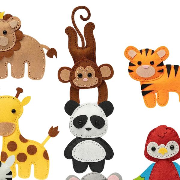 動物園フェルト動物アニマルフェルト教育初心者裁縫セット森フェルト裁縫キット DIY クラフトと幼児のための裁縫セット