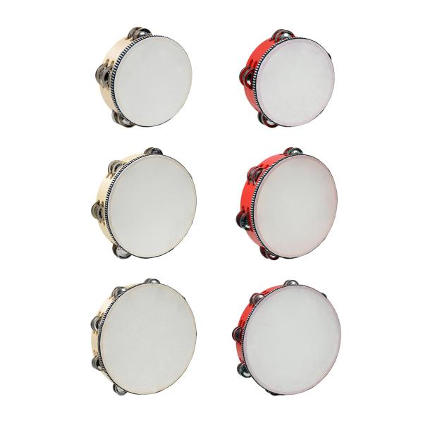 大人用タンバリン、メタルジングルハンドヘルドタンバリン、木製タンバリンドラム、パーティー教会子供用楽器打楽器ハンドタンバリン