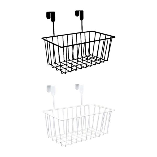 オーバーキャビネットドアオーガナイザーバスケットグリッド収納バスケットフック付きワイヤー収納ビン棚金属ハンギングバスケットリビングルームバスルーム用