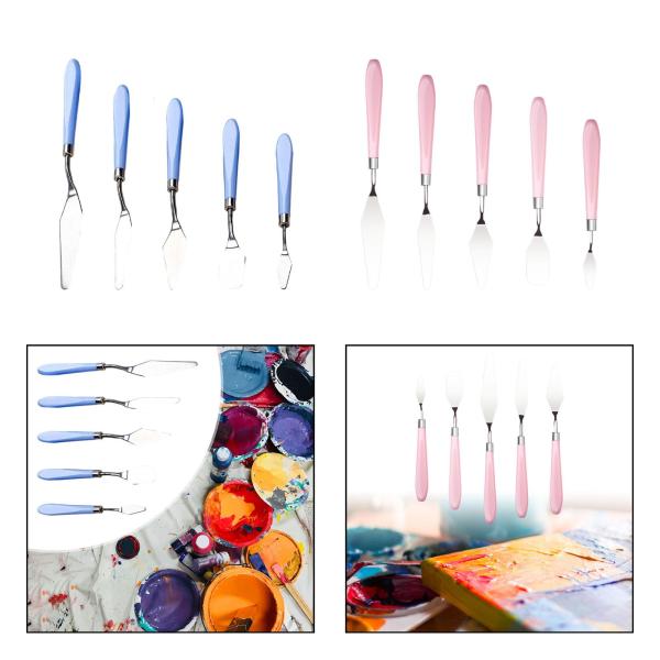 5x パレットナイフ、ペイントナイフ アート用品 カラーミキシングナイフ ペイントナイフセット ステンレススチール 水彩、オイル、ケーキデコレーション