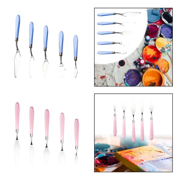 5x パレットナイフ、ペイントナイフ アート用品 カラーミキシングナイフ ペイントナイフセット ステンレススチール 水彩、オイル、ケーキデコレーション