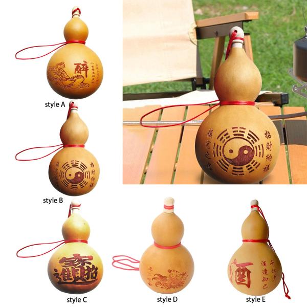 Flagon ポータブルウォーターボトルひょうたん ロープ付き 乾燥ひょうたん フラスコひょうたんクラフト 家庭用 屋外 オフィス リビングルームの装