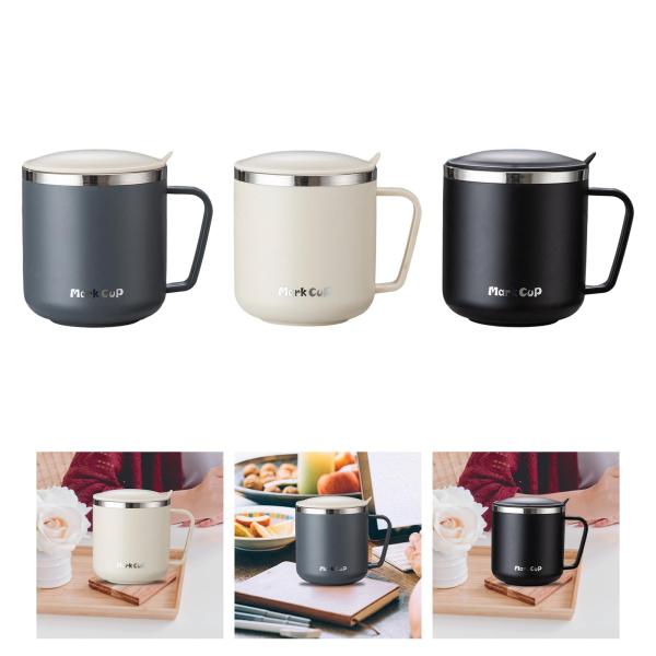 ステンレス鋼コーヒーマグ断熱コーヒーカップ 400 ミリリットルドリンクカップ抗火傷蓋とハンドル付きティーカップバーベキューピクニック用