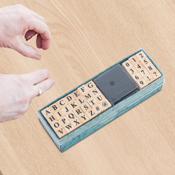 40x 木製数字アルファベット文字スタンプゴム印多目的工芸品木製スタンプカード作成ジャーナルカード作成