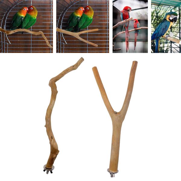 木製オウム止まり木スタンド鳥かご枝登山枝鳥スタンドポールオウムスタンド枝ケージおもちゃ