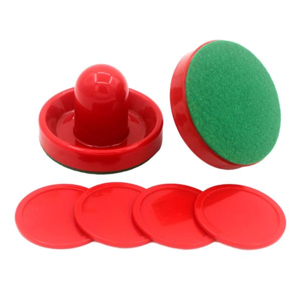 1 セット ミニエアホッケープッシャーとエアホッケーパック、ゴールハンドルパドル 96mm グリーンフェルトエアホッケーパドル ファミリーゲーム用
