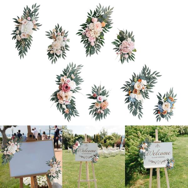 2x ウェディングアーチフラワー 造花スワッグ 造花スワッグ シルクフラワー ウェルカムサイン 装飾 壁受付用