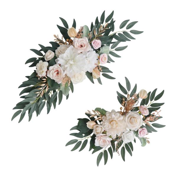 2x ウェディングアーチフラワー 造花スワッグ 造花スワッグ シルクフラワー ウェルカムサイン 装飾 壁受付用