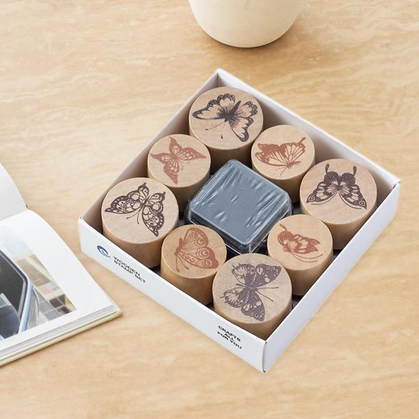 木製スタンプセット カード作成 シンボル スタンパー ポータブル 木製スタンプ 子供用 DIY ツール 工芸品 日記 プランナー お絵かき 文房具