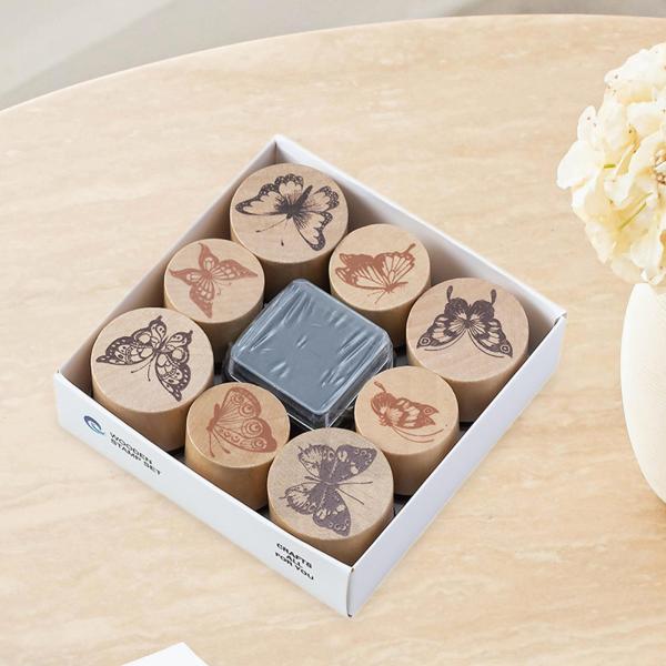 木製スタンプセット カード作成 シンボル スタンパー ポータブル 木製スタンプ 子供用 DIY ツール 工芸品 日記 プランナー お絵かき 文房具