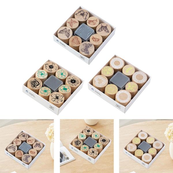 木製スタンプセット カード作成 シンボル スタンパー ポータブル 木製スタンプ 子供用 DIY ツール 工芸品 日記 プランナー お絵かき 文房具