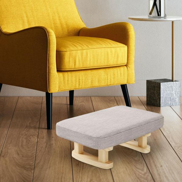 木製脚付きフットレスト、ソファフットレスト、快適な靴交換ベンチ、リビングルーム用の小さな低めのオットマンパッド入りフットスツール