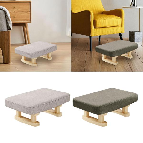 木製脚付きフットレスト、ソファフットレスト、快適な靴交換ベンチ、リビングルーム用の小さな低めのオットマンパッド入りフットスツール