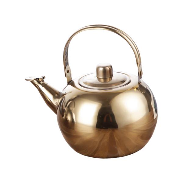 ステンレススチール製ティーポット コーヒーケトル ポータブルウォーターケトル メタルティーポット 取り外し可能なインフューザー付き キャンプ アウトド