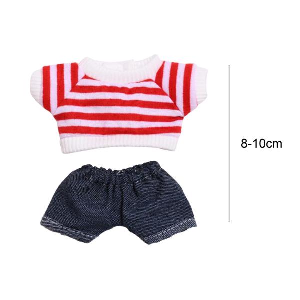 ミニドール服 2枚セット 女の子ドール服 ストライプ服セット ギフトドールショーツ 衣装 ぬいぐるみ人形用かわいいドール服スーツ