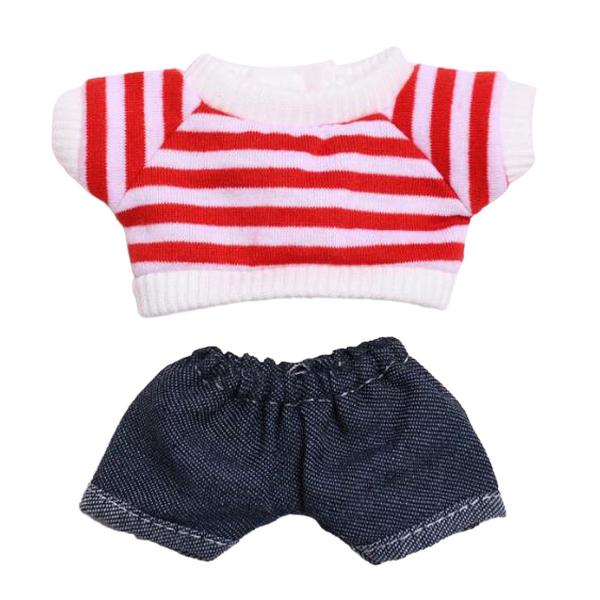 ミニドール服 2枚セット 女の子ドール服 ストライプ服セット ギフトドールショーツ 衣装 ぬいぐるみ人形用かわいいドール服スーツ