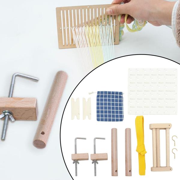 ペグ織機 ワーピングペグとクランプ 編み込みクラフトツール 木製 DIY 織り 木製デスククランプセット レースレット織り 織り機キット