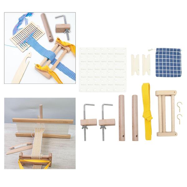 ペグ織機 ワーピングペグとクランプ 編み込みクラフトツール 木製 DIY 織り 木製デスククランプセット レースレット織り 織り機キット