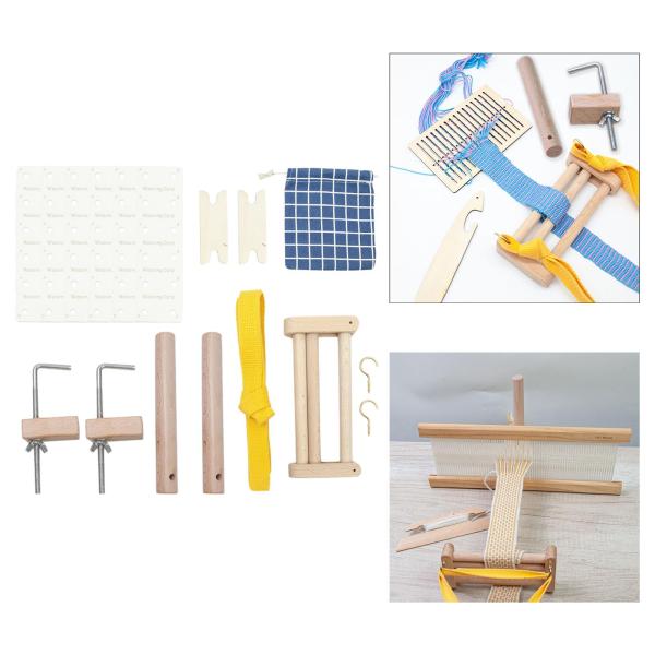 ペグ織機 ワーピングペグとクランプ 編み込みクラフトツール 木製 DIY 織り 木製デスククランプセット レースレット織り 織り機キット