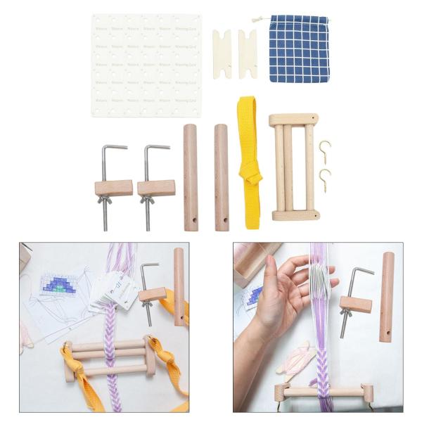 ペグ織機 ワーピングペグとクランプ 編み込みクラフトツール 木製 DIY 織り 木製デスククランプセット レースレット織り 織り機キット