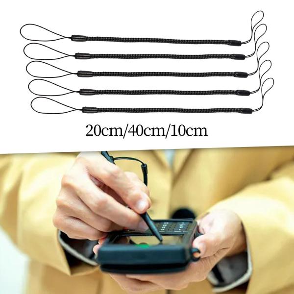 タッチペン用テザーストラップ 5個 スプリングロープ 紛失防止 手書きペン用 ストレッチスプリングコード ブラック コイルスプリングストラップ