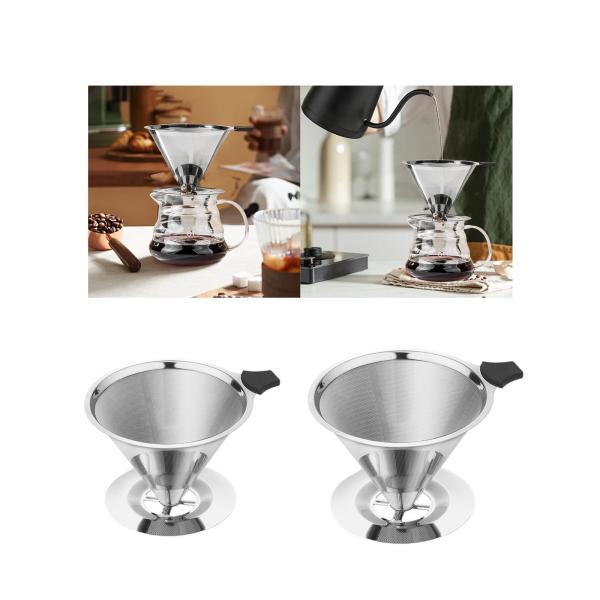ステンレススチールコーヒーフィルターカップコーヒーブリューフィルターメッシュペーパーレスコーヒードリッパー仕事オフィスギフトレストラン用