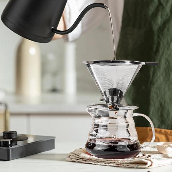 ステンレススチールコーヒーフィルターカップコーヒーブリューフィルターメッシュペーパーレスコーヒードリッパー仕事オフィスギフトレストラン用