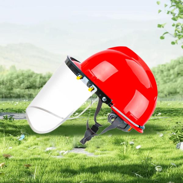 チェーンソーヘルメット フェイスシールド付き 雑草刈りヘルメット フェイスバイザー付き 林業 庭 雑草取り用 丈夫なフェイスプロテクター