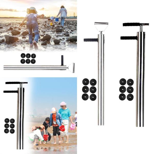 クラムポンプ シーソーセージポンプ ステンレススチール 錆びない 持ち運び簡単 海釣りツール エビ抽出器 ビーチコーム 海