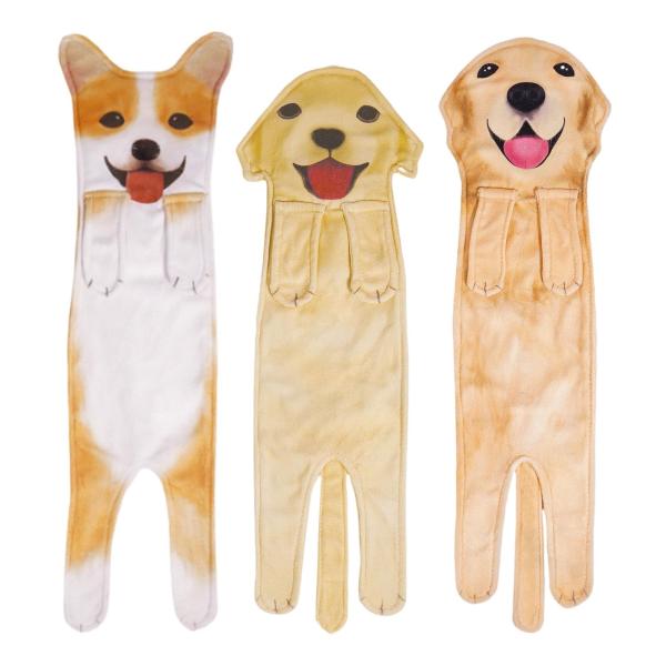 犬用ハンドタオル 吸水性抜群 吊り下げ式フェイスタオル 速乾 キッチン用ウォッシュクロス
