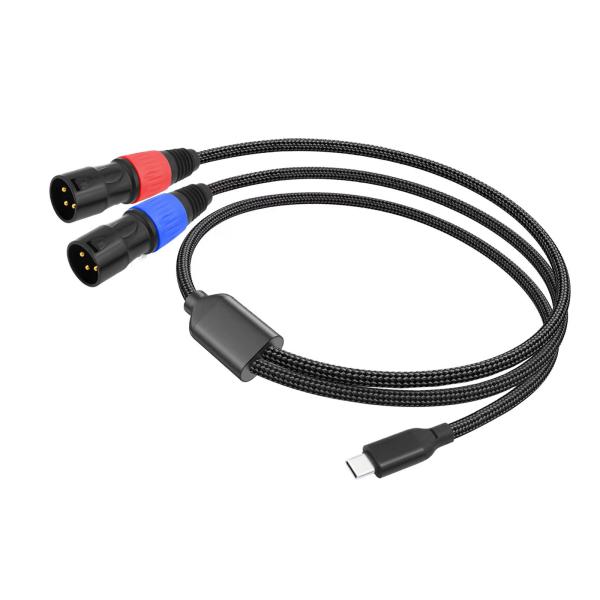 Type-Cから2倍のXLRオスケーブル補助ケーブルテレビのプロフェッショナルオーディオ機器ホームシアター電話用のスプリッターコードワイヤー電話