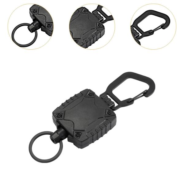 スチールコード付きの格納式キーリングストレージフック再利用可能な頑丈なマルチツールバッジリールホルダーピクニック用屋外カラビナ