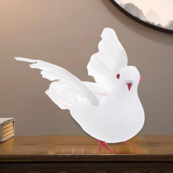 人工鳩の装飾ホワイトピジョン像の収集品友達ギフト泡の鳥の置物パティオの裏庭の寝室の芝生の