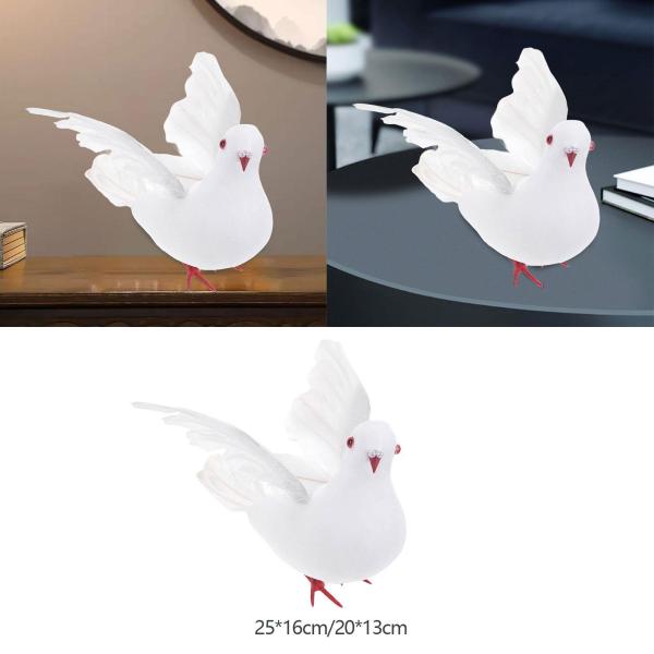 人工鳩の装飾ホワイトピジョン像の収集品友達ギフト泡の鳥の置物パティオの裏庭の寝室の芝生の
