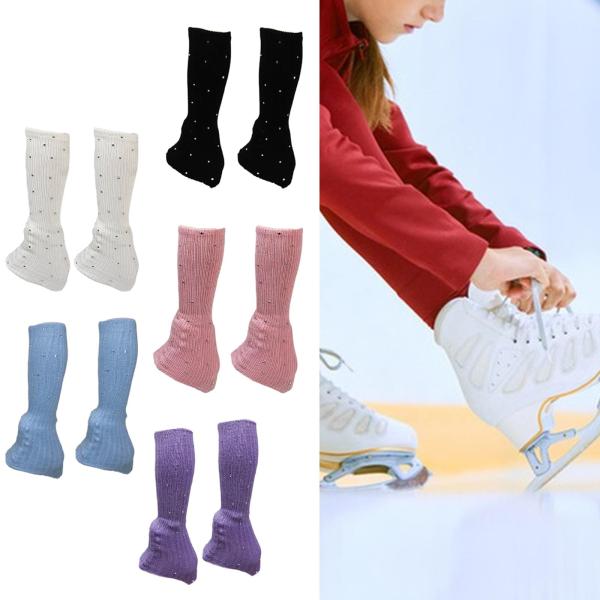 アイススケートレッグウォーマーニットロングレッグウォーマー冬のトレーニングスポーツワークアウトのためのアイススケート靴下30cm