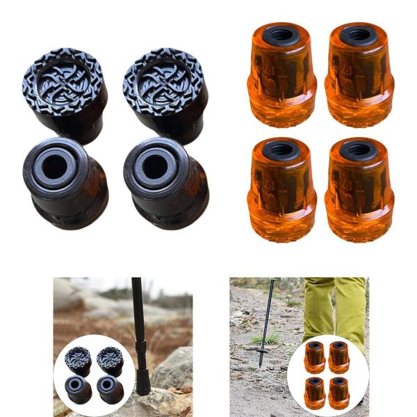 4xハイキングポールヒントウォーキングポールヒントパーツコンパクト頑丈なハイキングスティックアクセサリー交換プロテクターショック吸収