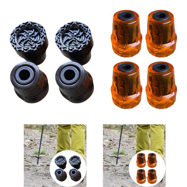 4xハイキングポールヒントウォーキングポールヒントパーツコンパクト頑丈なハイキングスティックアクセサリー交換プロテクターショック吸収