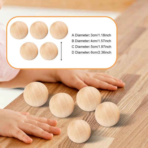 5個入り 木製ボール 工芸品やDIYプロジェクト用 装飾用 オーナメント 手作り 未塗装 DIYパーツ 木製球 丸いボール