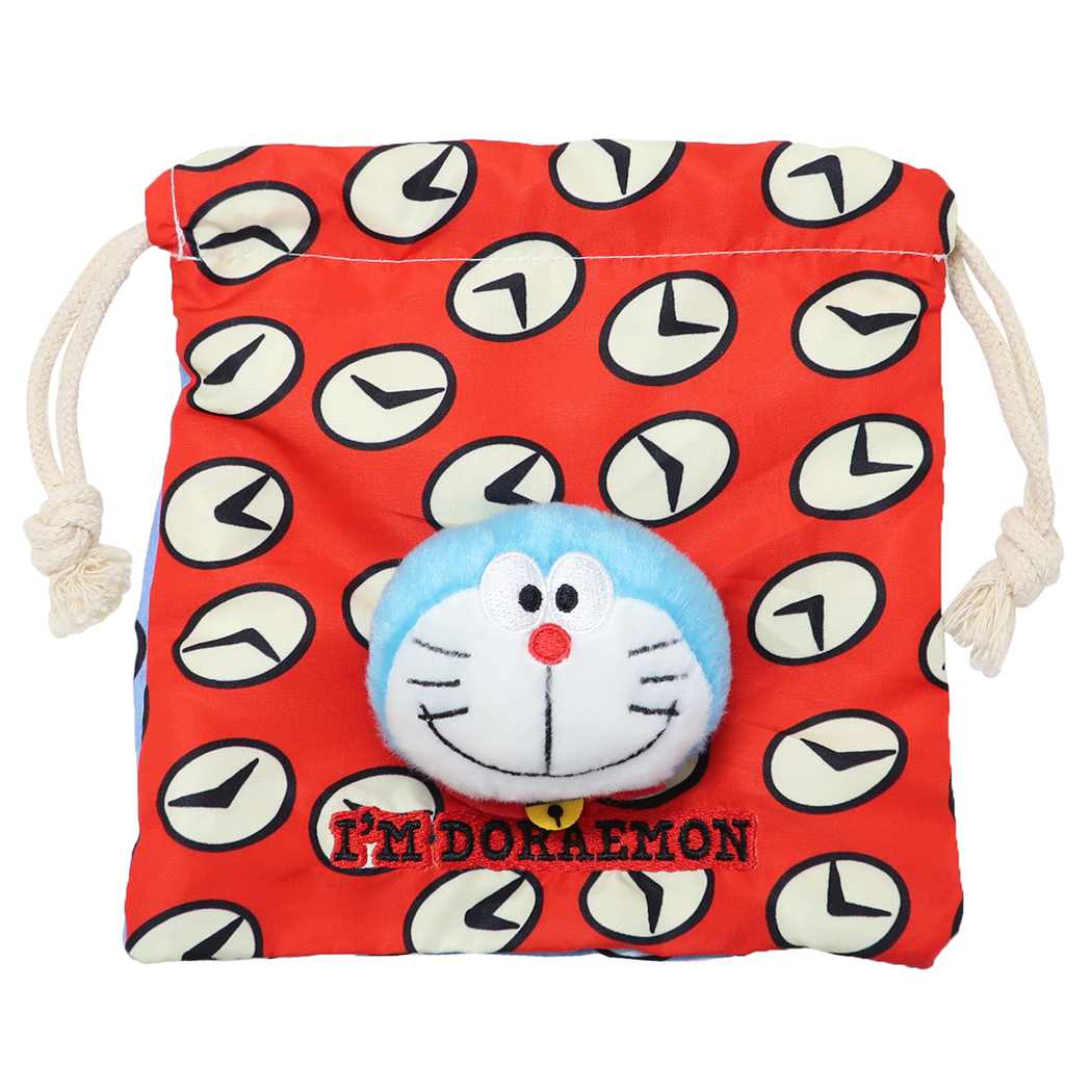 sanrio ドラえもんボアフェイス巾着 立体 丸い顔 I'mDoraemon