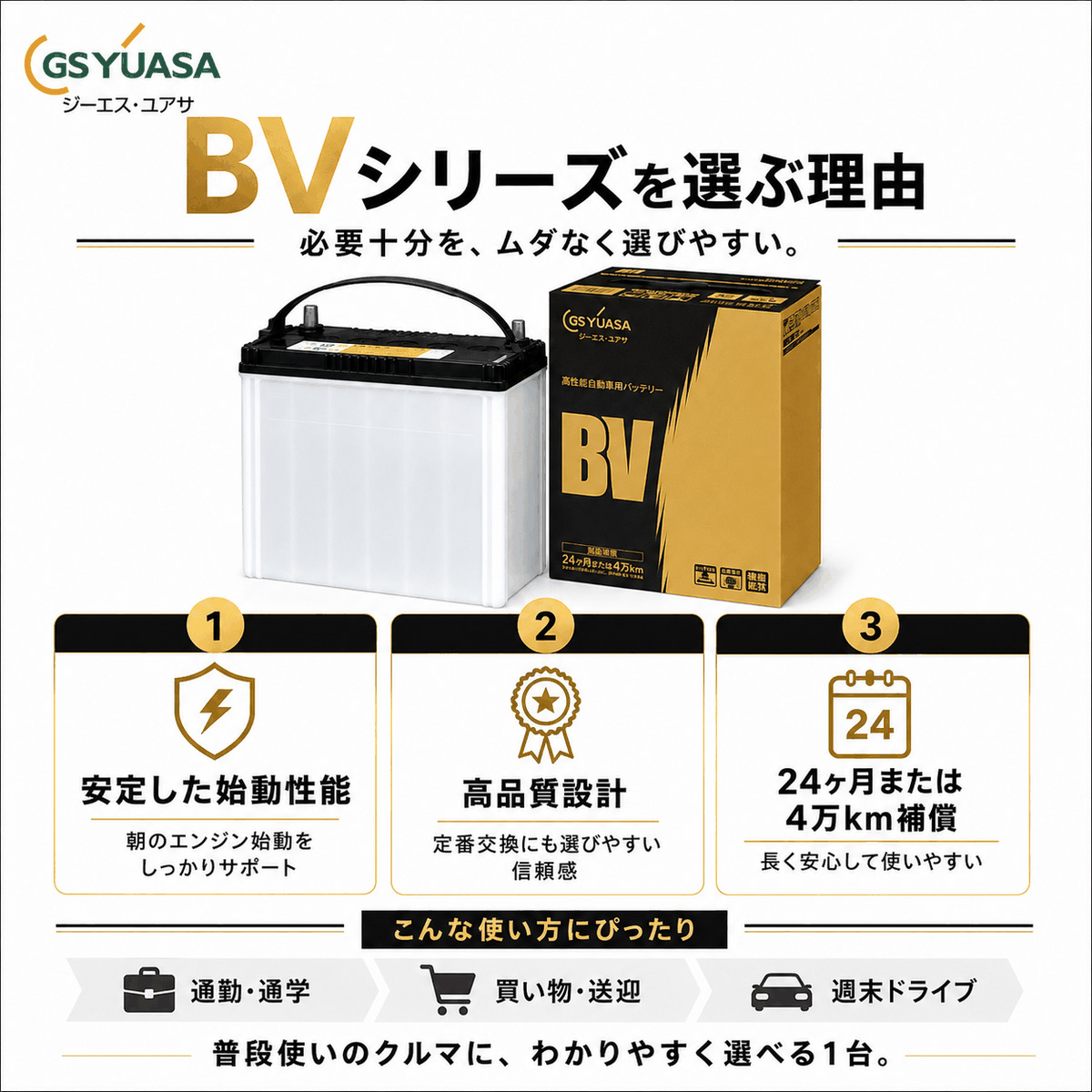 GSユアサ BV-40B19L GSユアサ 40B19L BVシリーズ 自動車バッテリー