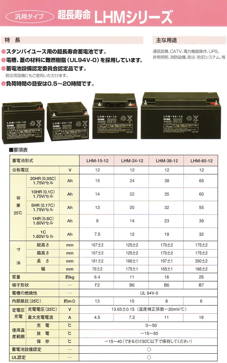 日本製 LHM38-12 エナジーウィズ （ 昭和電工 ） JIS規格 小型制御弁式鉛蓄電池 超長寿命 産業 用 バッテリー 国産 エレベータ