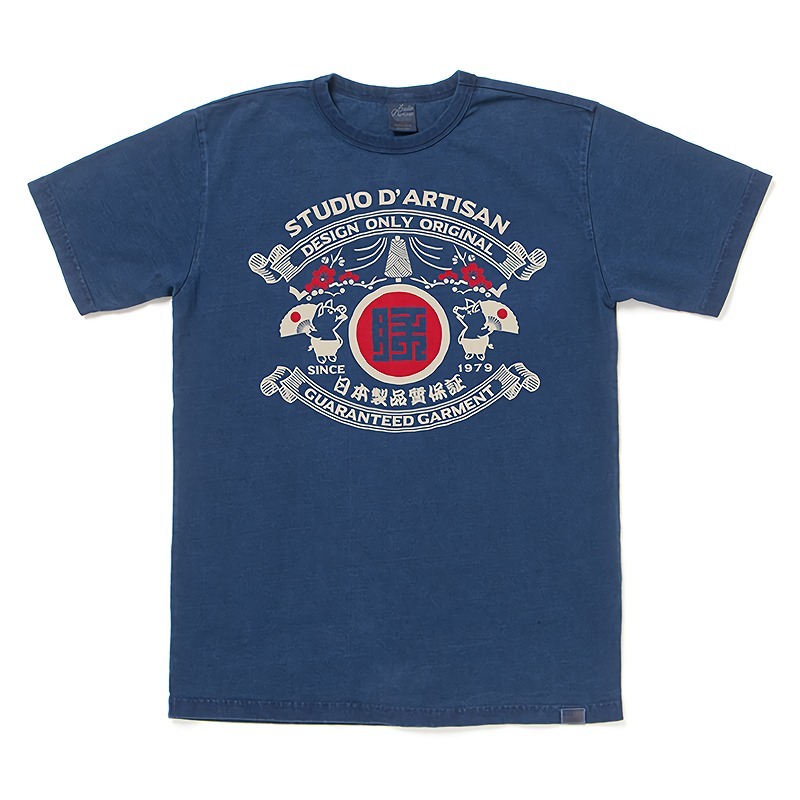 ステュディオ・ダ・ルチザン USA コットン インディゴ Ｔシャツ【8067B】STUDIO D'ARTISAN｜amekajishop-klax-on｜03