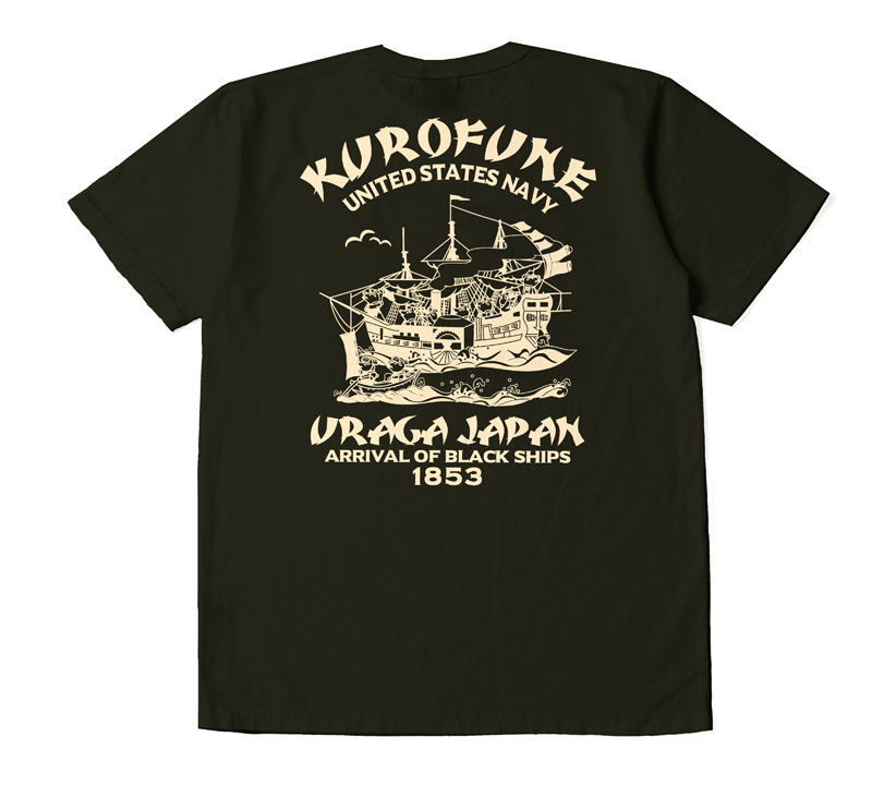 ステュディオ・ダ・ルチザン 黒船 U.S.N  プリント Ｔシャツ ダルチザン 8118 / STUDIO D'ARTISAN KUROFUNE U.S.N. Print T-Shirt｜amekajishop-klax-on｜03